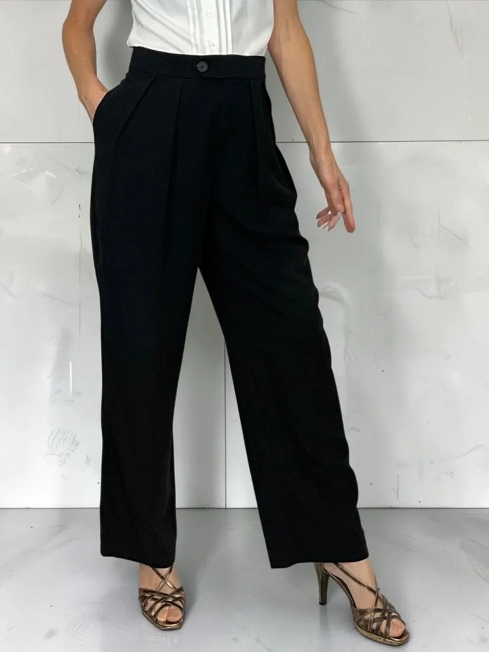 Free People Gabbie Pant 2 Black Pleated Front Wide Leg High Rise PANT ONLY